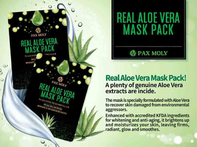 PAX MOLY Real Aloe Vera Mask Pack 25 ml,มาสว่านหาง,มาสแผ่น